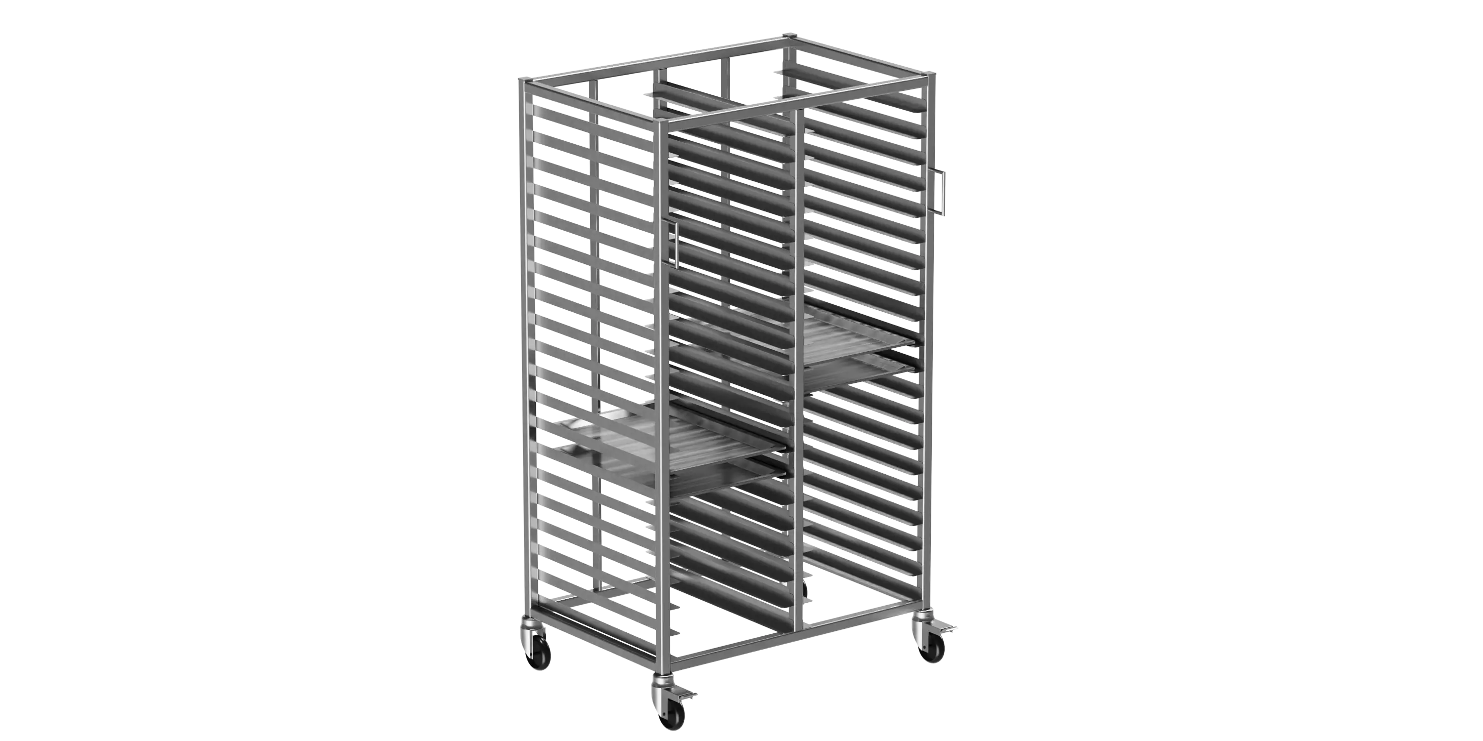 40x60 Tepsi Taşıma Arabası Çiftli 40 Adet Tepsi Kapasiteli (40x60 Tray Trolley Twin) 2x20